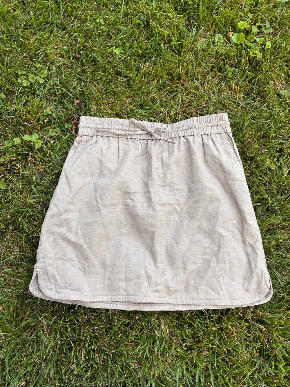 LOFT Beige Mini Skirt with Drawstring Waist